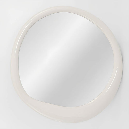 Sable Round Mirror 103cm High Gloss Off-White | Luxury home decor and furniture by Home Decor & Co