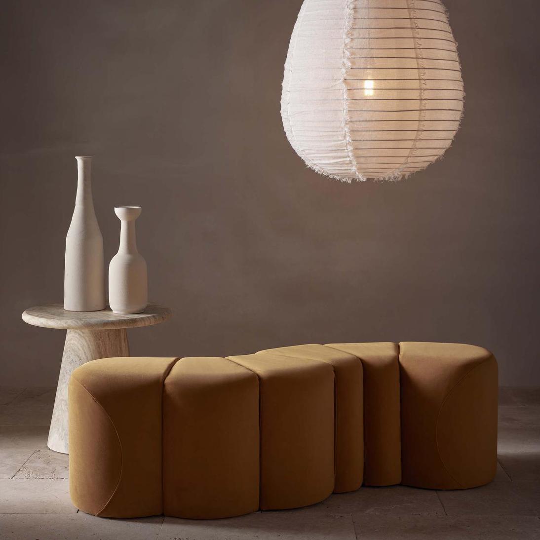 Ridge Bench Ottoman Mustard | Luxury home decor and furniture by Home Decor & Co