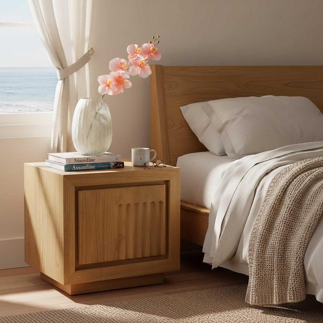 Rock Bedside Natural 2 Drawer