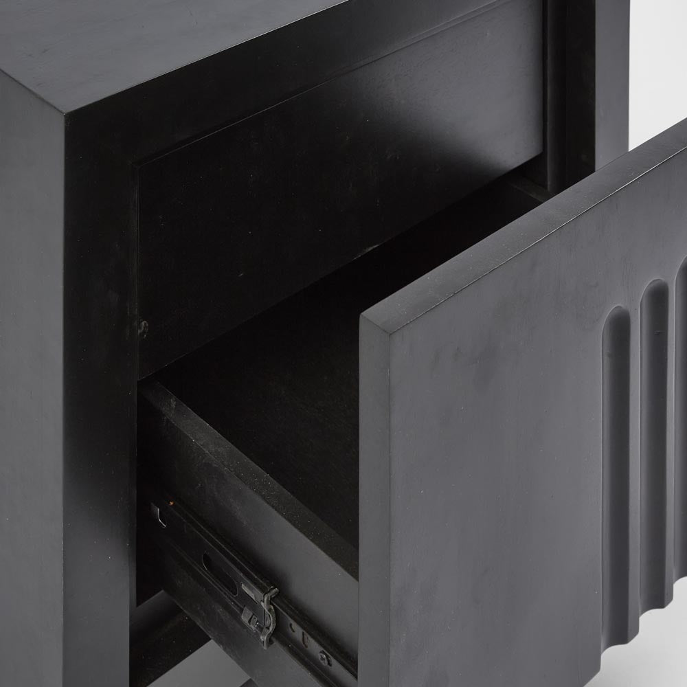 Rock Bedside Black 2 Drawer