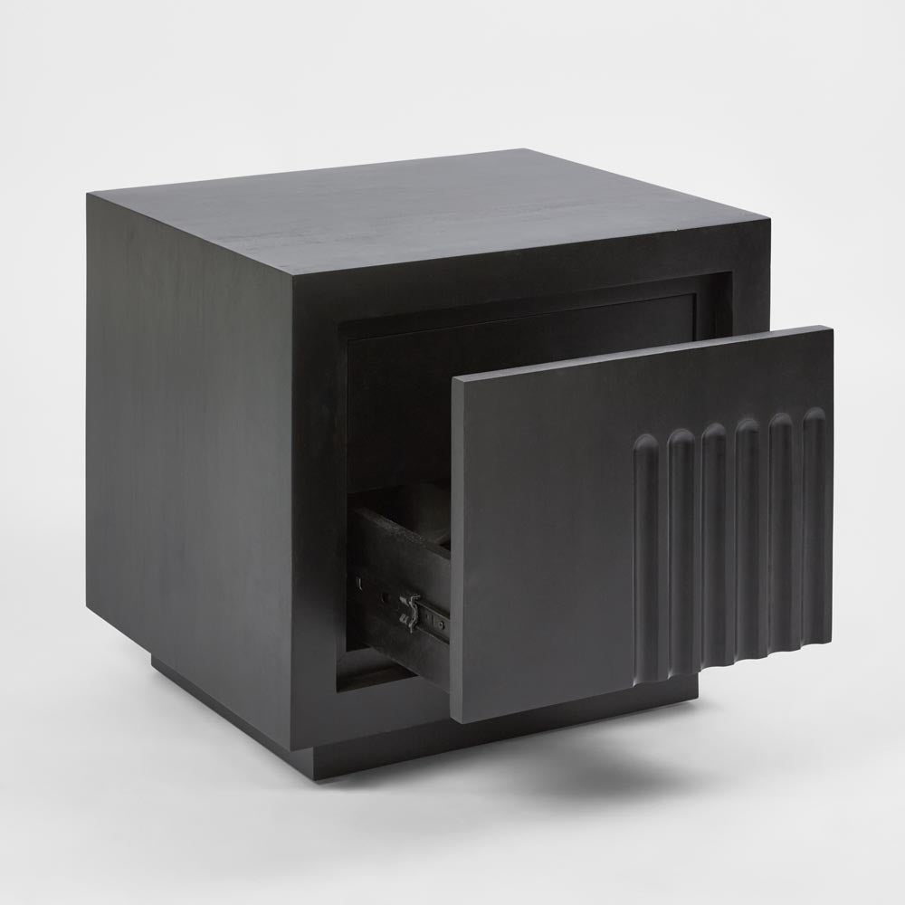 Rock Bedside Black 2 Drawer