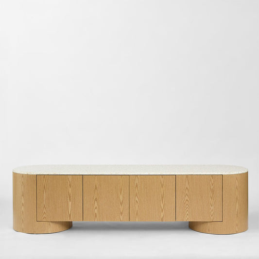 Arlo Entertainment Unit Light Oak & Terrazzo | Luxury home decor and furniture by Home Decor & Co