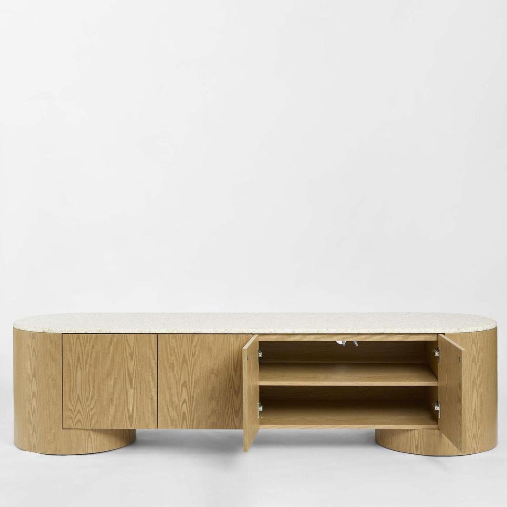 Arlo Entertainment Unit Light Oak & Terrazzo | Luxury home decor and furniture by Home Decor & Co