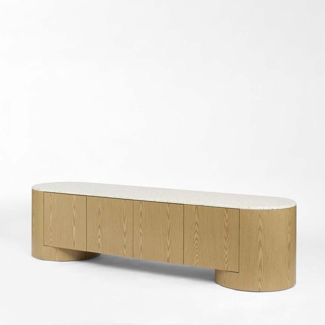 Arlo Entertainment Unit Light Oak & Terrazzo | Luxury home decor and furniture by Home Decor & Co