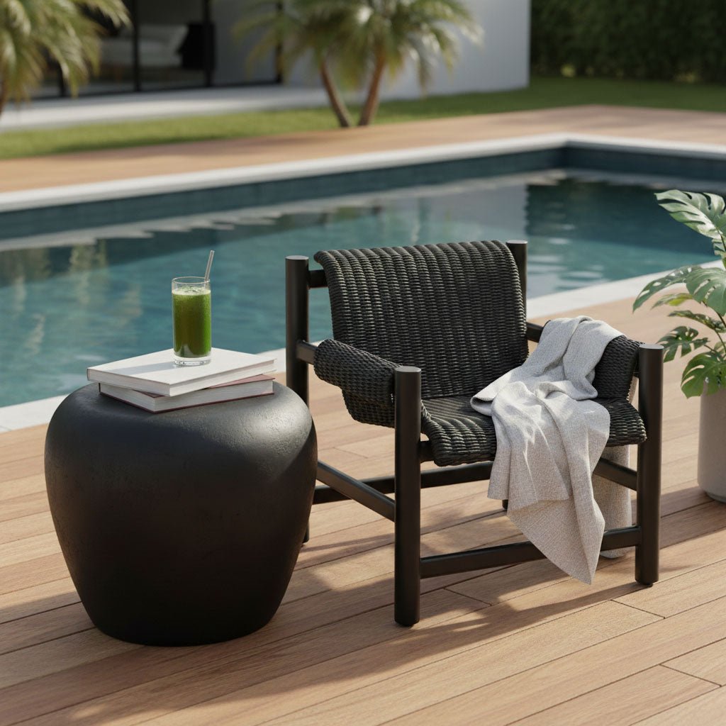 Sedona Outdoor Side Table Black | Luxury home decor and furniture by Home Decor & Co