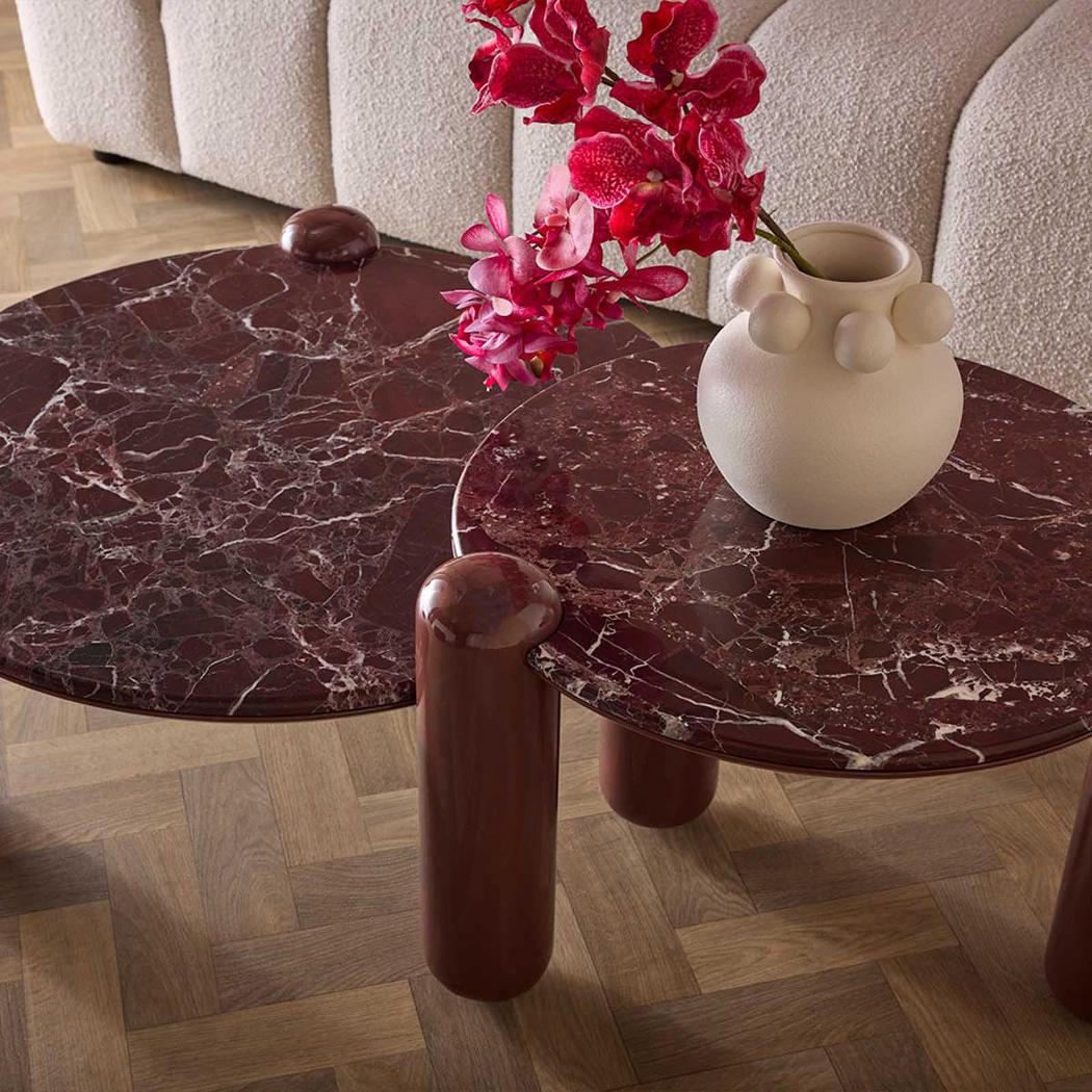 Nobo Coffee Table Small Matt Red Vein Marble/High Gloss | Luxury home decor and furniture by Home Decor & Co