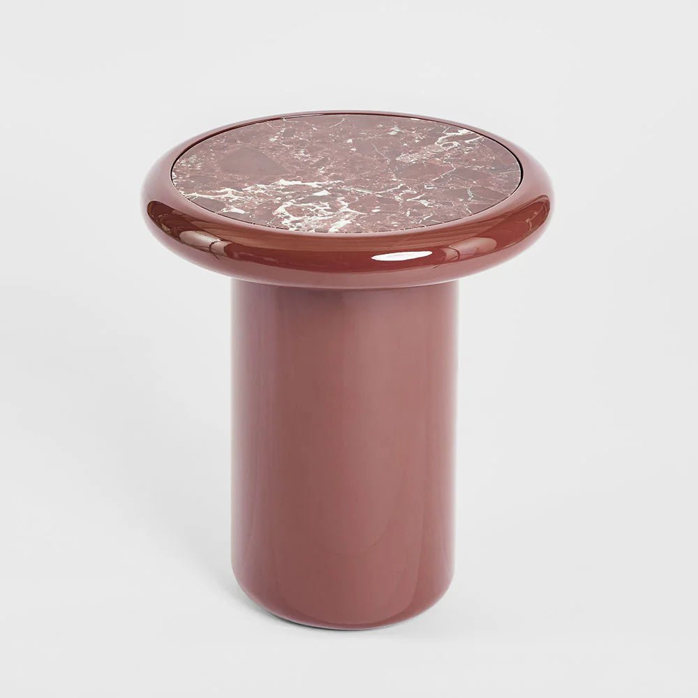 Nobo Side Table Matt Red Vein Marble/High Gloss | Luxury home decor and furniture by Home Decor & Co