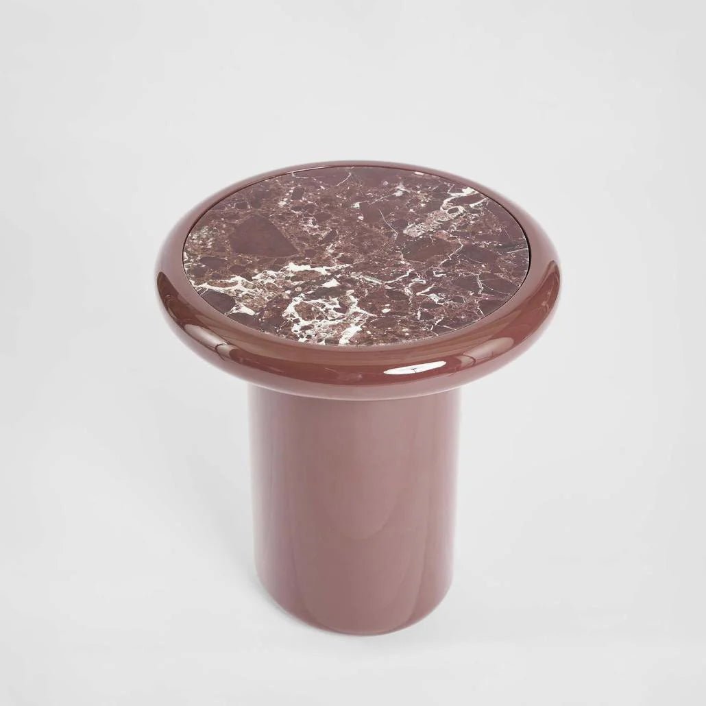 Nobo Side Table Matt Red Vein Marble/High Gloss | Luxury home decor and furniture by Home Decor & Co