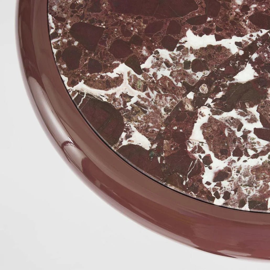 Nobo Side Table Matt Red Vein Marble/High Gloss | Luxury home decor and furniture by Home Decor & Co