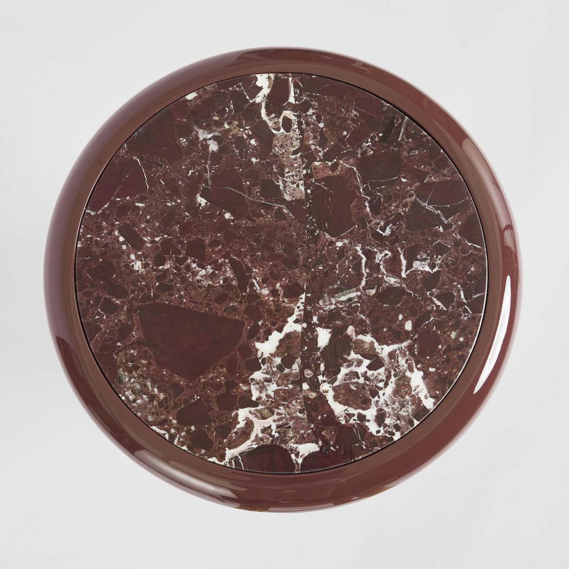 Nobo Side Table Matt Red Vein Marble/High Gloss | Luxury home decor and furniture by Home Decor & Co