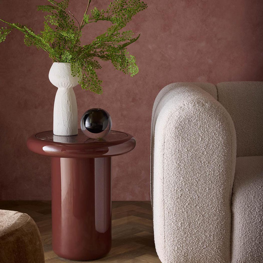 Nobo Side Table Matt Red Vein Marble/High Gloss | Luxury home decor and furniture by Home Decor & Co