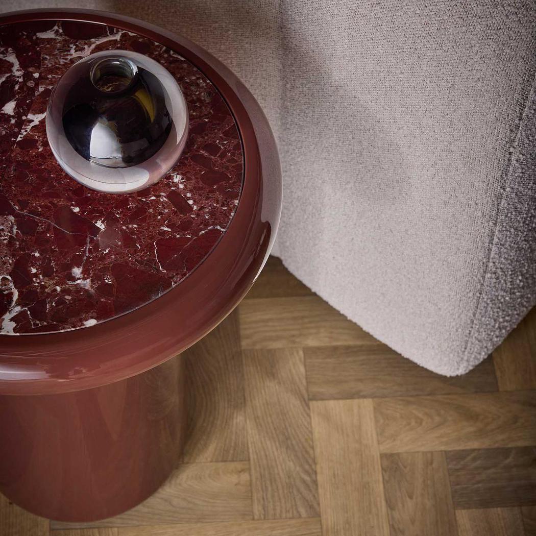 Nobo Side Table Matt Red Vein Marble/High Gloss | Luxury home decor and furniture by Home Decor & Co