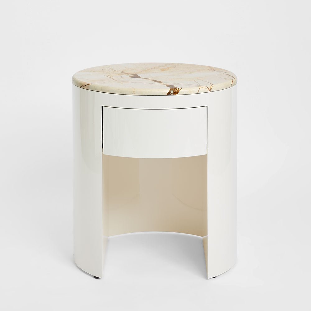 Sable Bedside Matt Brown Vein Marble/High Gloss | Luxury home decor and furniture by Home Decor & Co