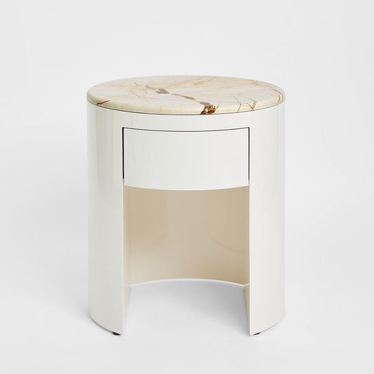 Sable Bedside Matt Brown Vein Marble/High Gloss | Luxury home decor and furniture by Home Decor & Co