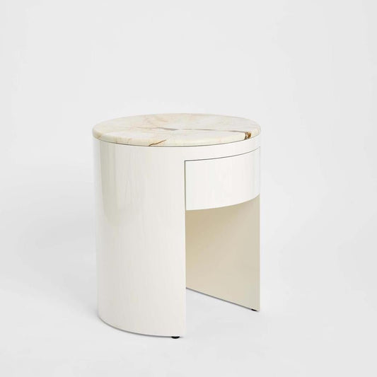 Sable Bedside Matt Brown Vein Marble/High Gloss | Luxury home decor and furniture by Home Decor & Co