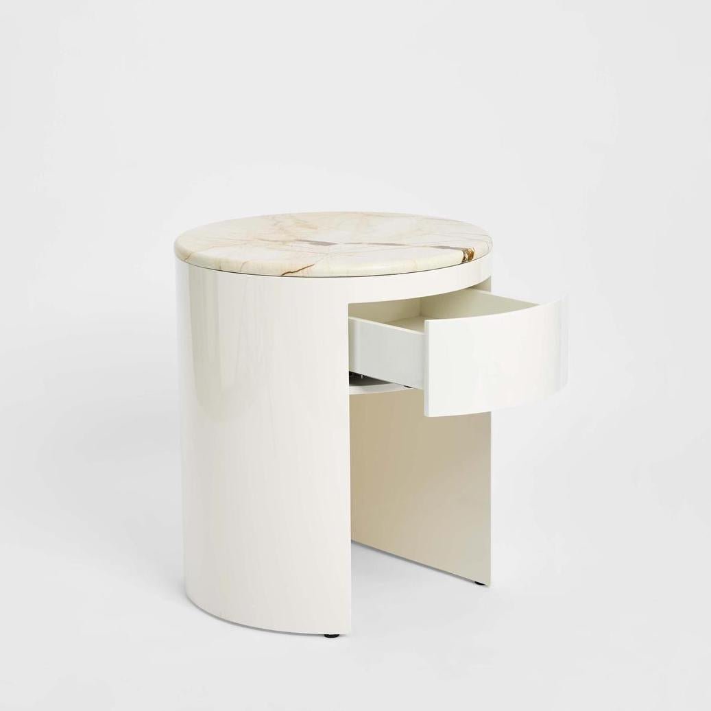 Sable Bedside Matt Brown Vein Marble/High Gloss | Luxury home decor and furniture by Home Decor & Co