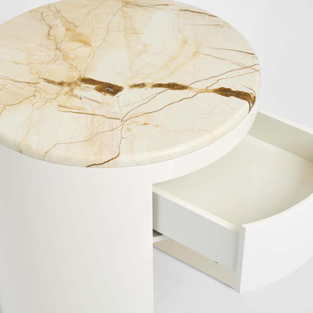 Sable Bedside Matt Brown Vein Marble/High Gloss | Luxury home decor and furniture by Home Decor & Co