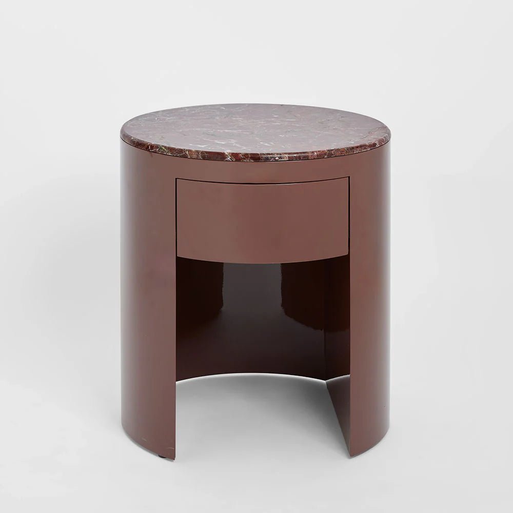 Nobo Bedside Matt Red Vein Marble/High Gloss | Luxury home decor and furniture by Home Decor & Co