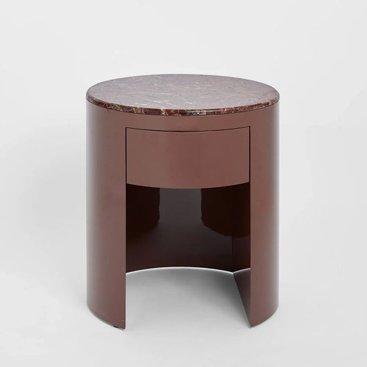 Nobo Bedside Matt Red Vein Marble/High Gloss | Luxury home decor and furniture by Home Decor & Co