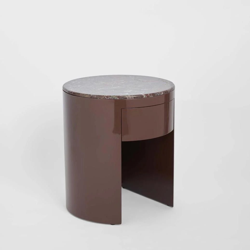 Nobo Bedside Matt Red Vein Marble/High Gloss | Luxury home decor and furniture by Home Decor & Co