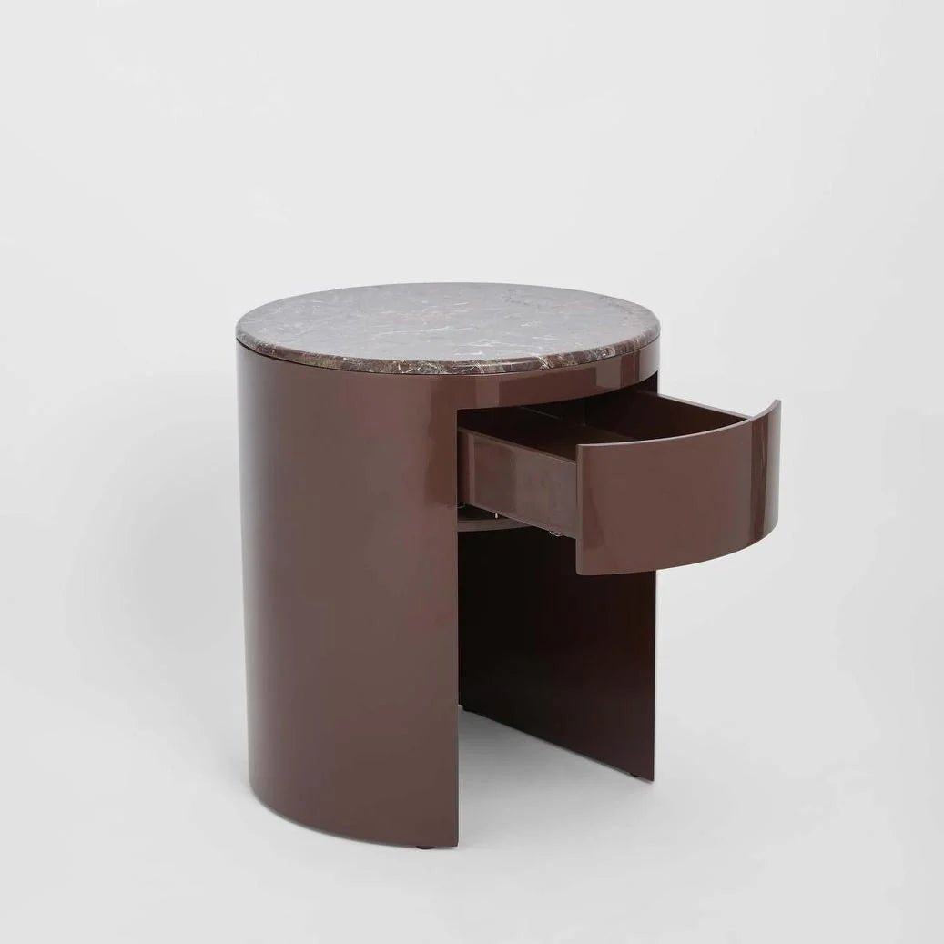 Nobo Bedside Matt Red Vein Marble/High Gloss | Luxury home decor and furniture by Home Decor & Co