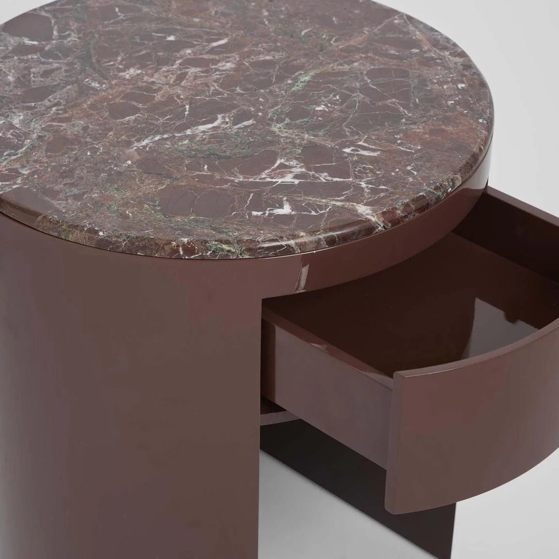 Nobo Bedside Matt Red Vein Marble/High Gloss | Luxury home decor and furniture by Home Decor & Co