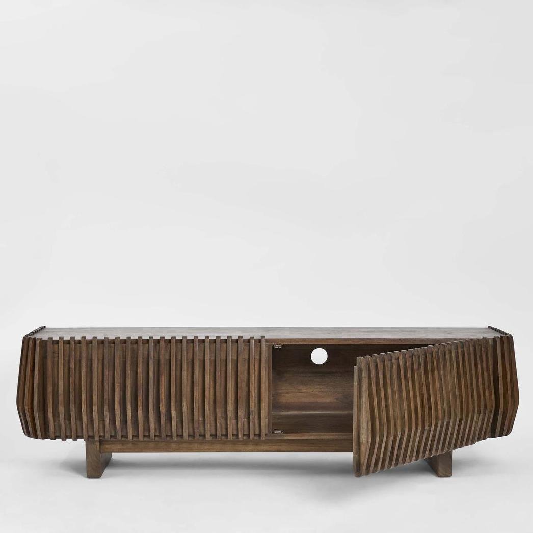 Bow Entertainment Unit Dark Walnut | Luxury home decor and furniture by Home Decor & Co