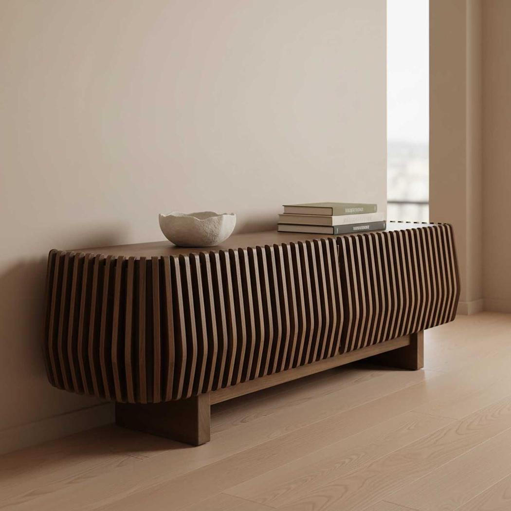 Bow Entertainment Unit Dark Walnut | Luxury home decor and furniture by Home Decor & Co