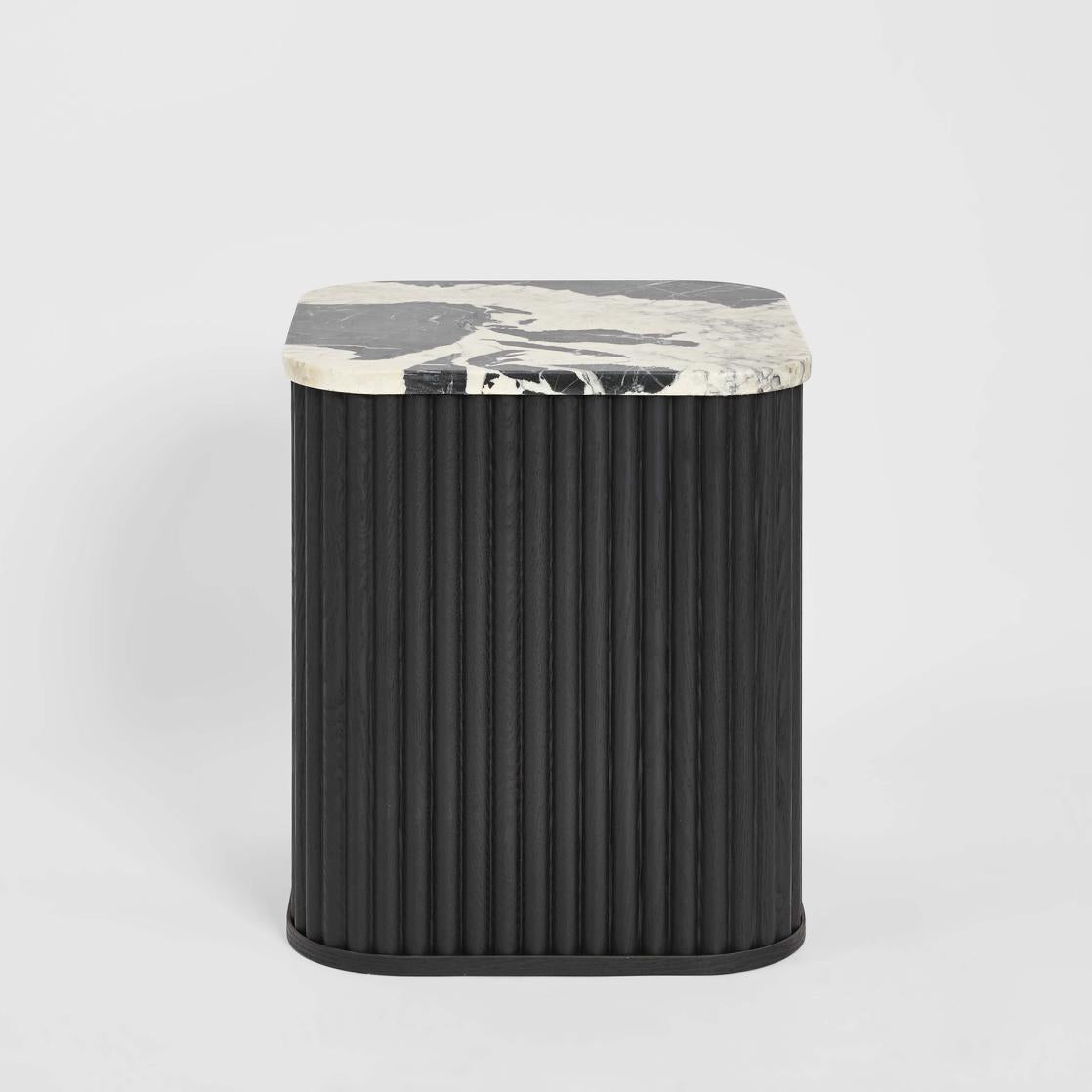 Noir Marble & Black Oak Side Table | Luxury home decor and furniture by Home Decor & Co