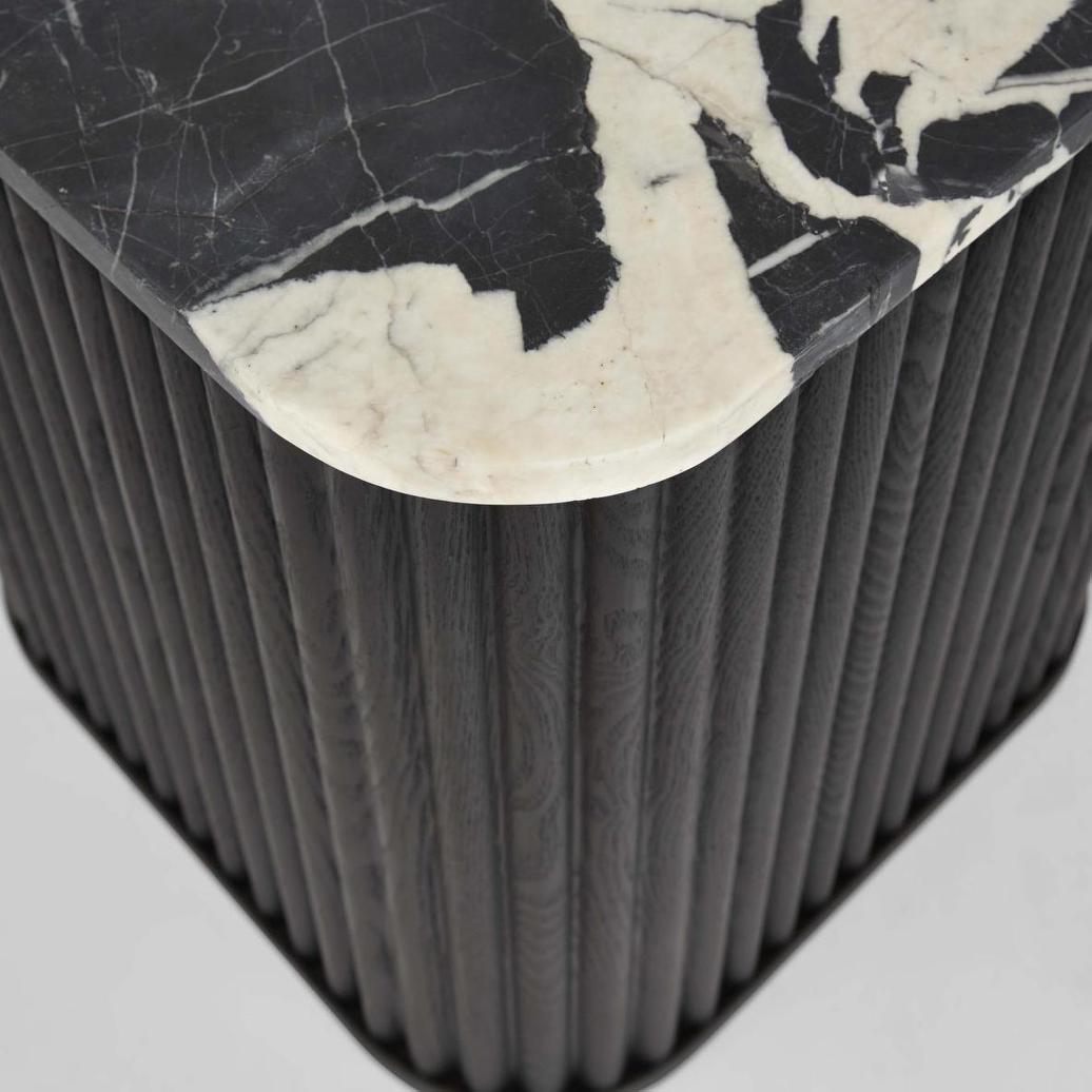 Noir Marble & Black Oak Side Table | Luxury home decor and furniture by Home Decor & Co