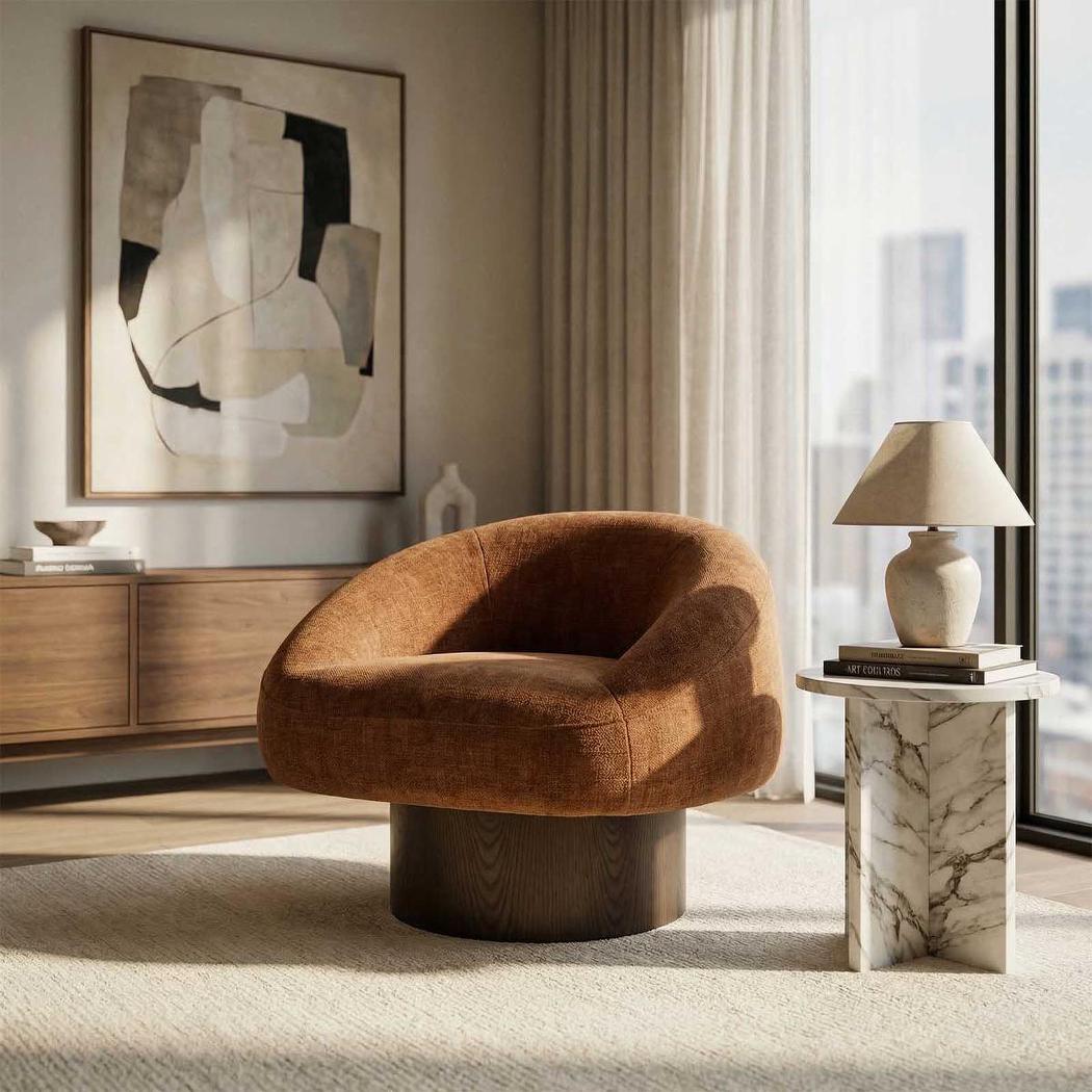 Finn Swivel Armchair Sienna Brown | Luxury home decor and furniture by Home Decor & Co