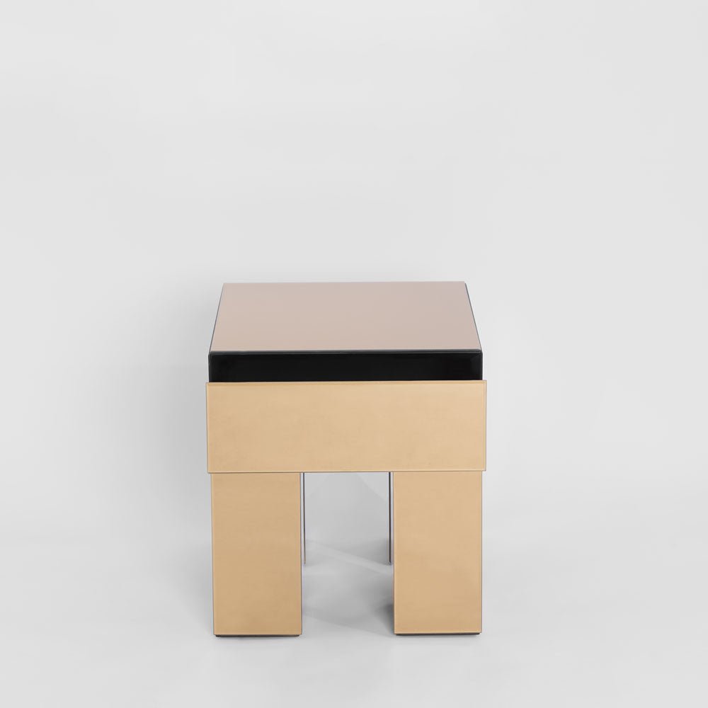 Vitreous Mirror Bedside 1 Drawer Copper | Luxury home decor and furniture by Home Decor & Co