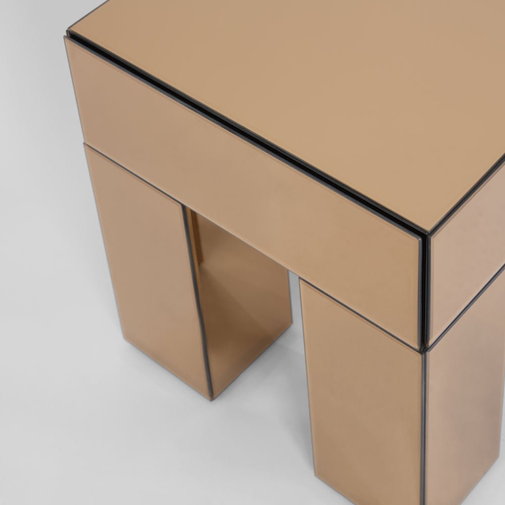 Vitreous Mirror Bedside 1 Drawer Copper | Luxury home decor and furniture by Home Decor & Co