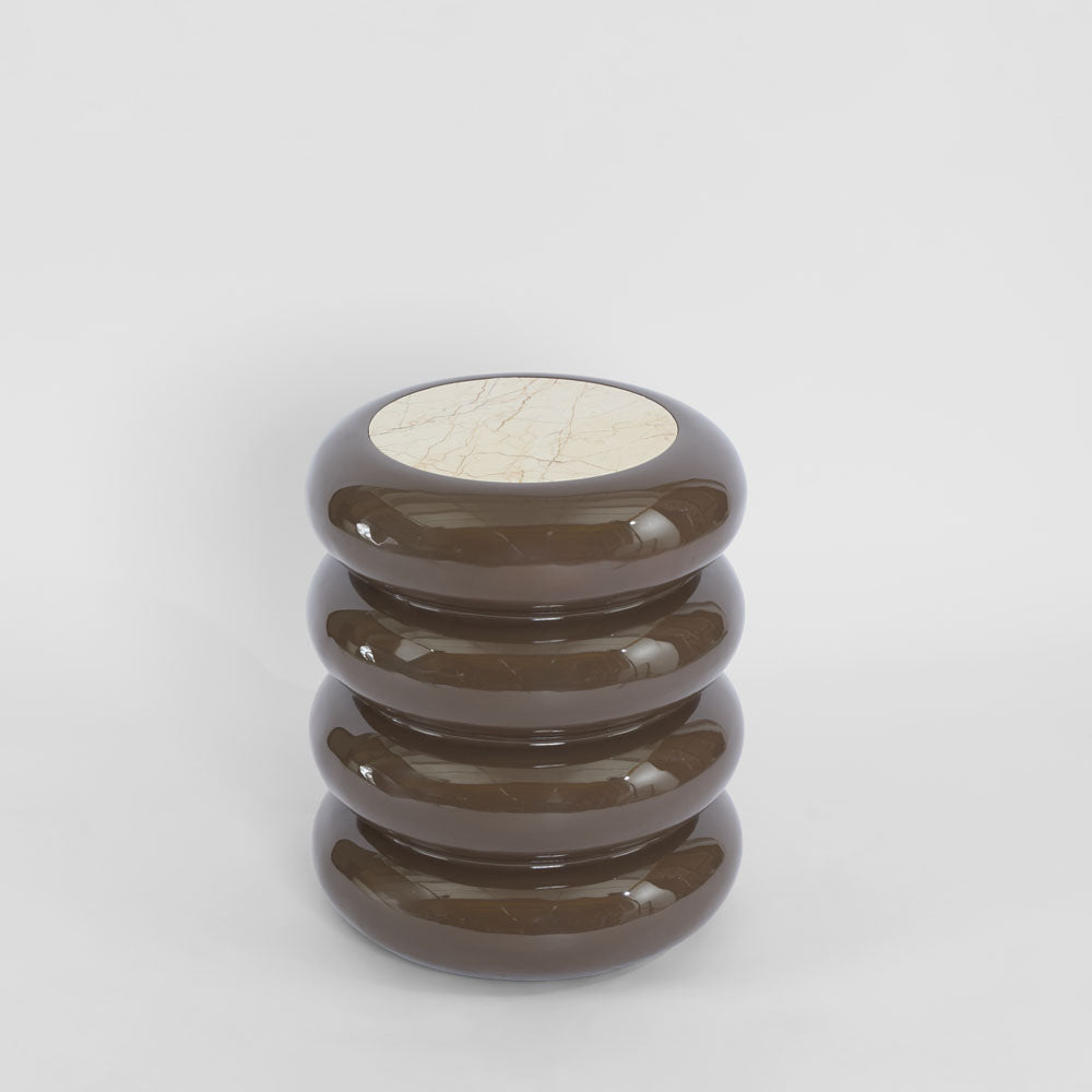 Sable Side Table Matt Brown Vein Marble/High Gloss