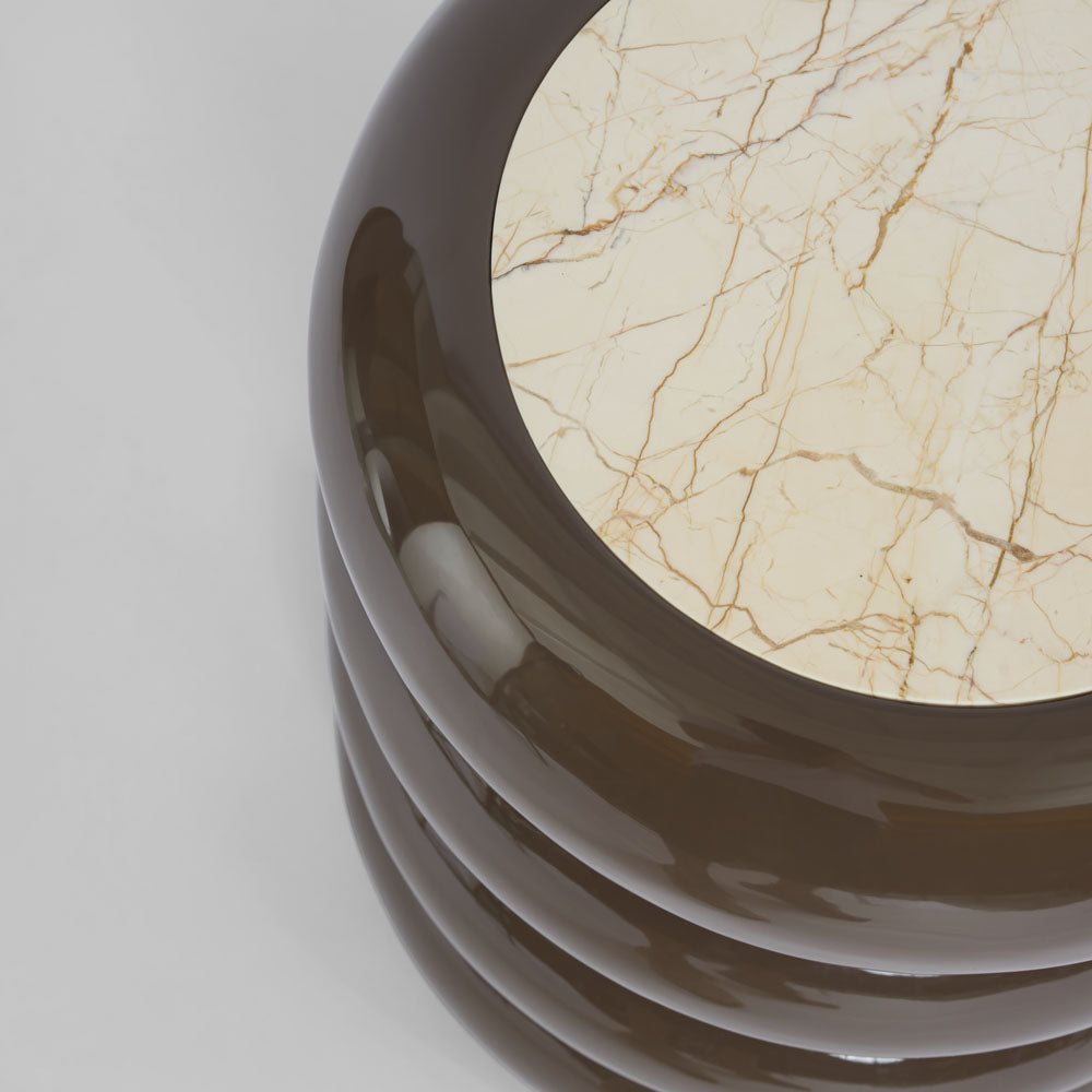 Sable Side Table Matt Brown Vein Marble/High Gloss