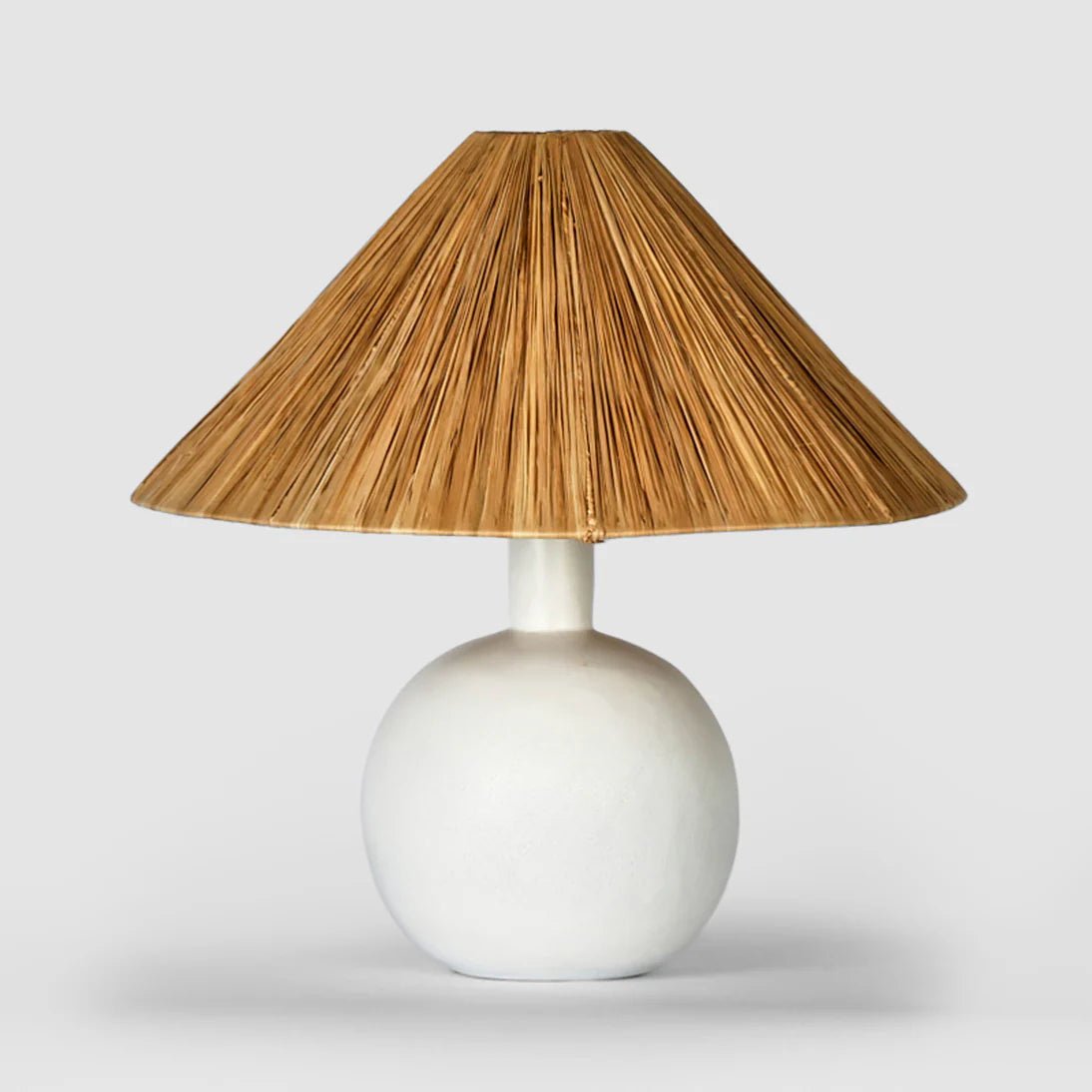 Esta Lamp Small White with Raffia Shade | Luxury home decor and furniture by Home Decor & Co