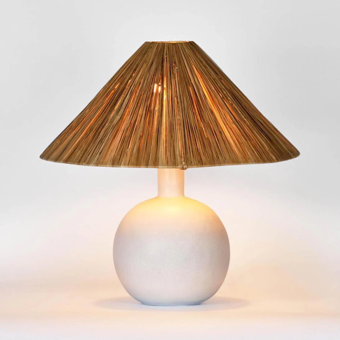 Esta Lamp Small White with Raffia Shade | Luxury home decor and furniture by Home Decor & Co