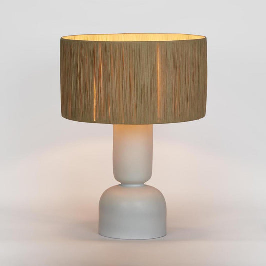 Clem Lamp Small White with Raffia Shade | Luxury home decor and furniture by Home Decor & Co