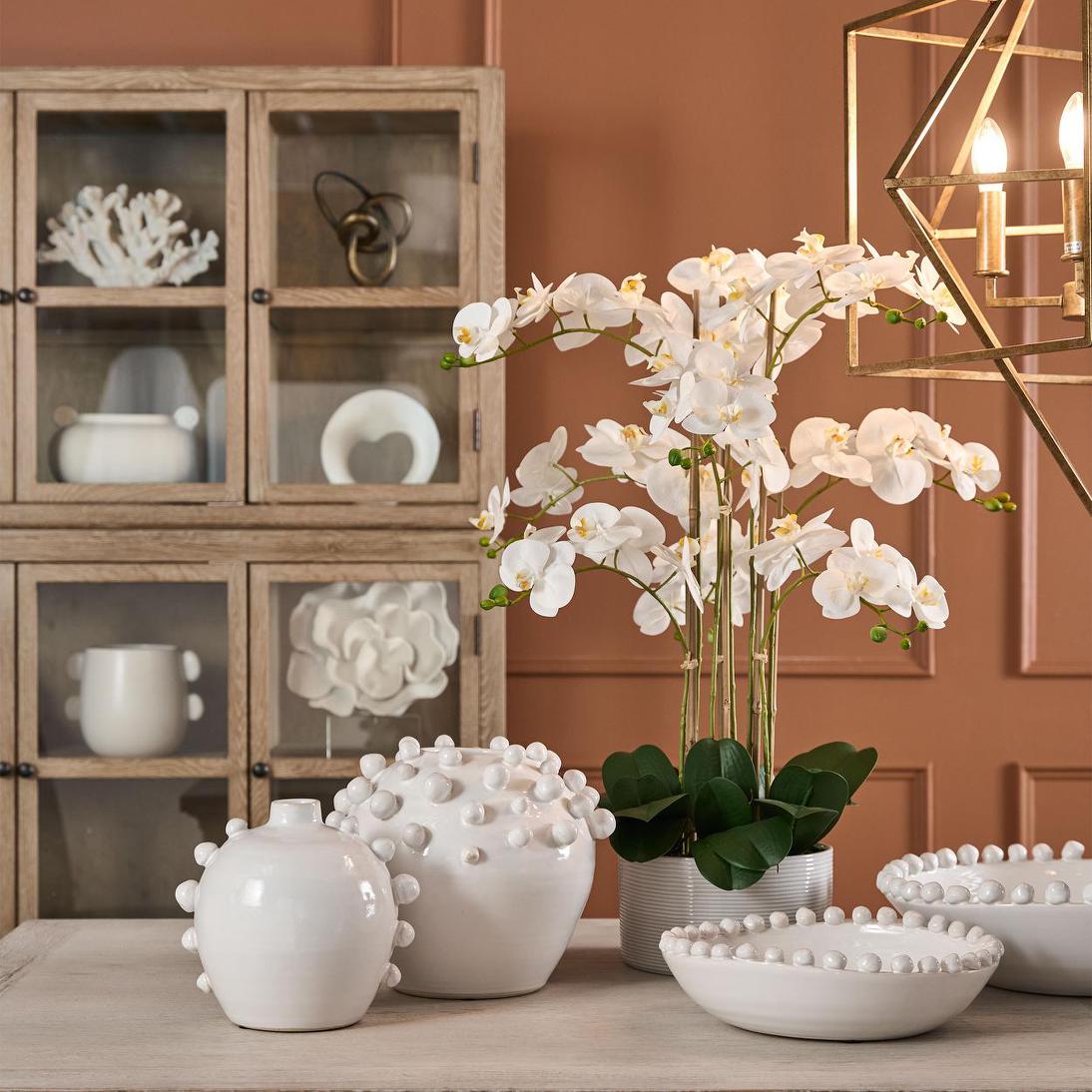 Luxe Phalaenopsis in Ribbed Bowl 9 Stems