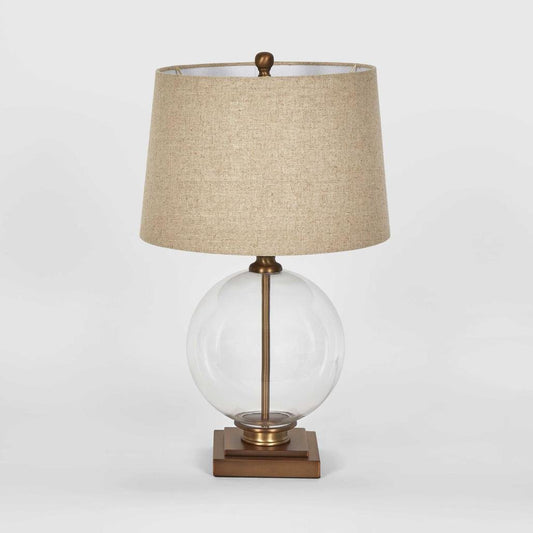Ivy Small Antique Brass and Glass with Natural Linen Shade | Luxury home decor and furniture by Home Decor & Co