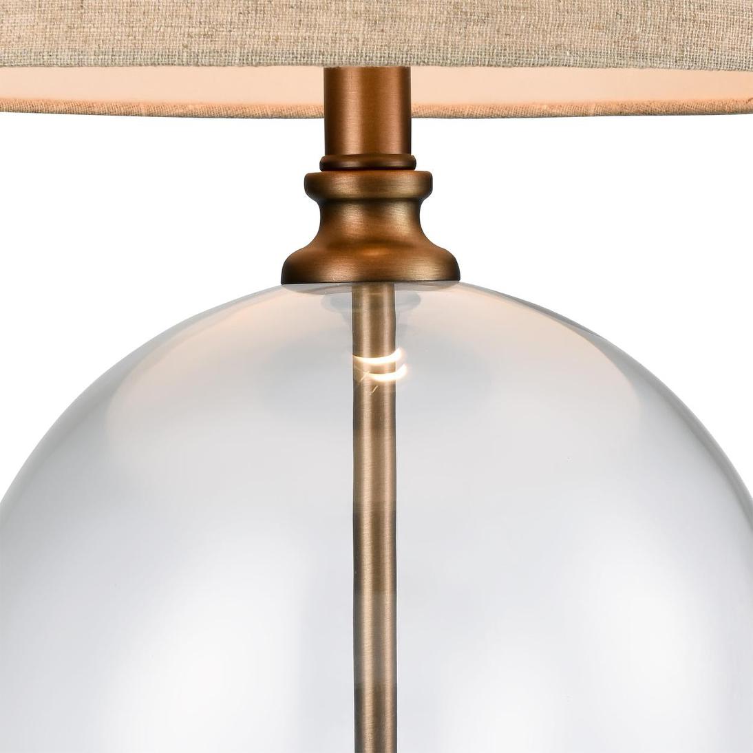 Ivy Small Antique Brass and Glass with Natural Linen Shade