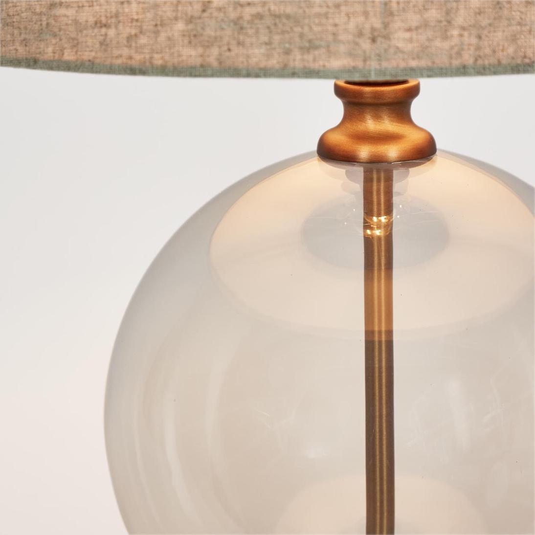 Ivy Small Antique Brass and Glass with Natural Linen Shade