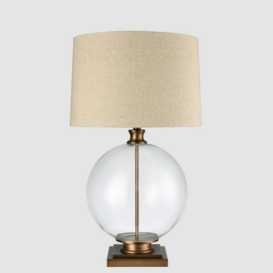 Ivy Antique Brass and Glass with Natural Linen Shade | Luxury home decor and furniture by Home Decor & Co