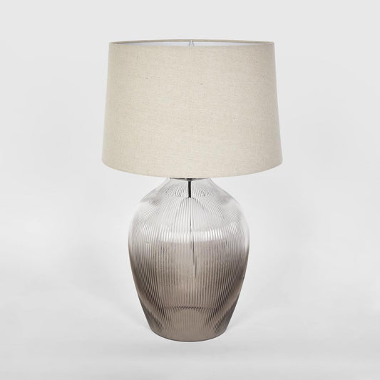 Misty Glass Table Lamp with Natural Linen Shade | Luxury home decor and furniture by Home Decor & Co