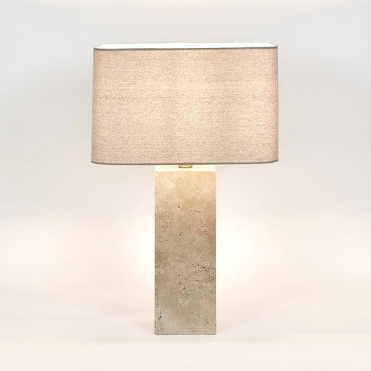 Imperial Travertine Table Lamp with Natural Linen Shade, view 2