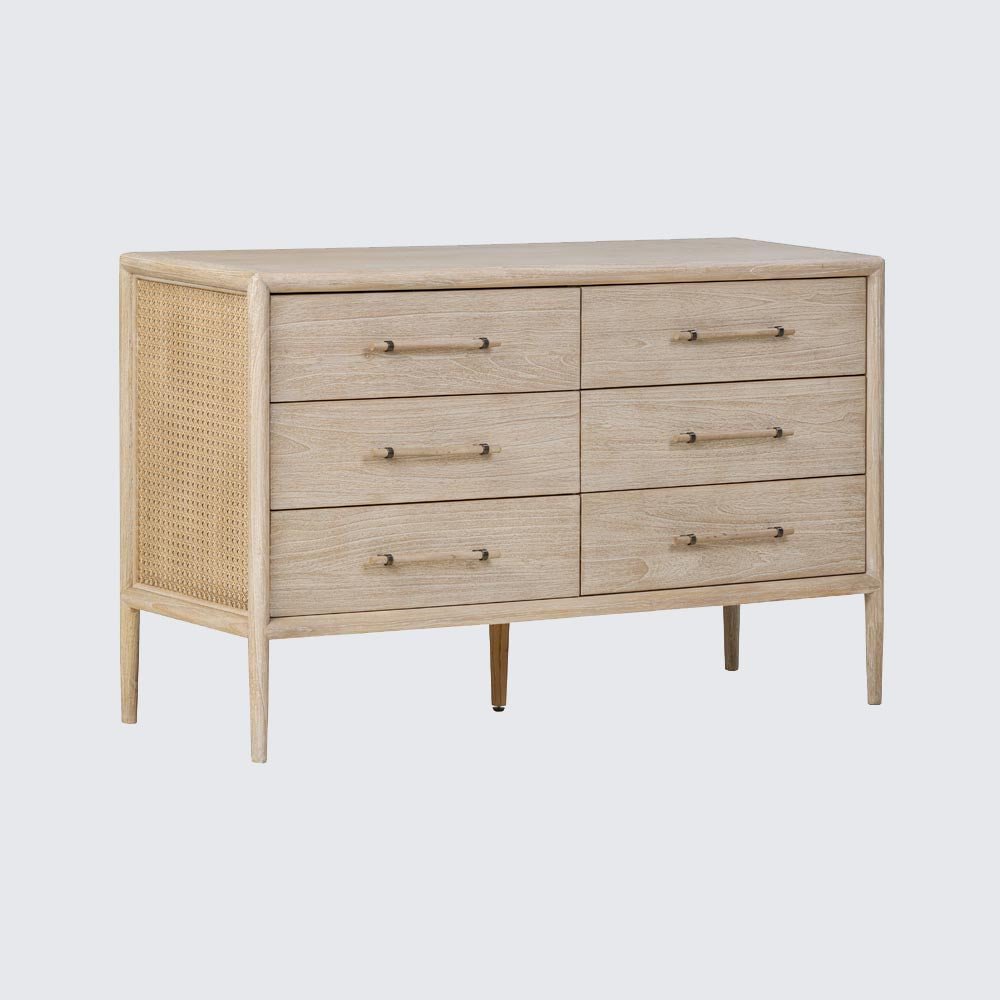 Bayview Dresser 6 Drawer Natural Whitewash | Luxury home decor and furniture by Home Decor & Co