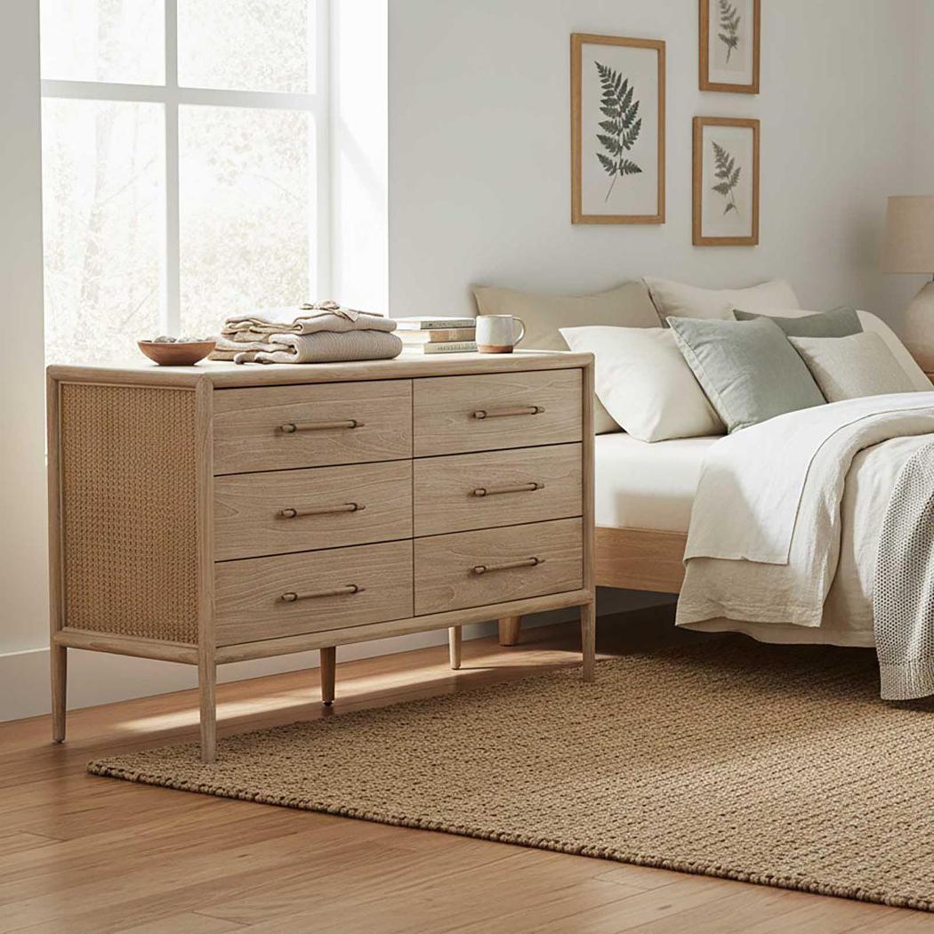 Bayview Dresser 6 Drawer Natural Whitewash | Luxury home decor and furniture by Home Decor & Co