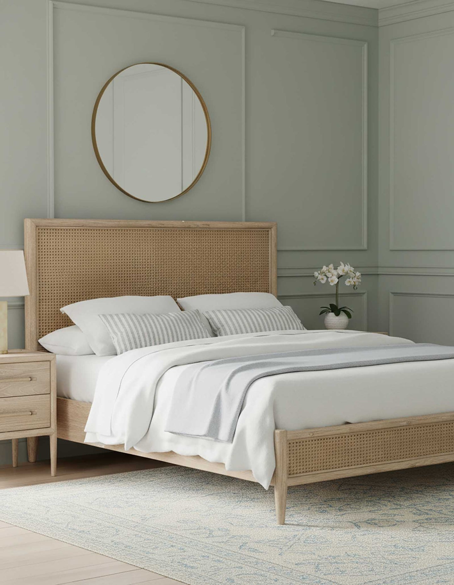 Bayview Queen Bed Natural Whitewash