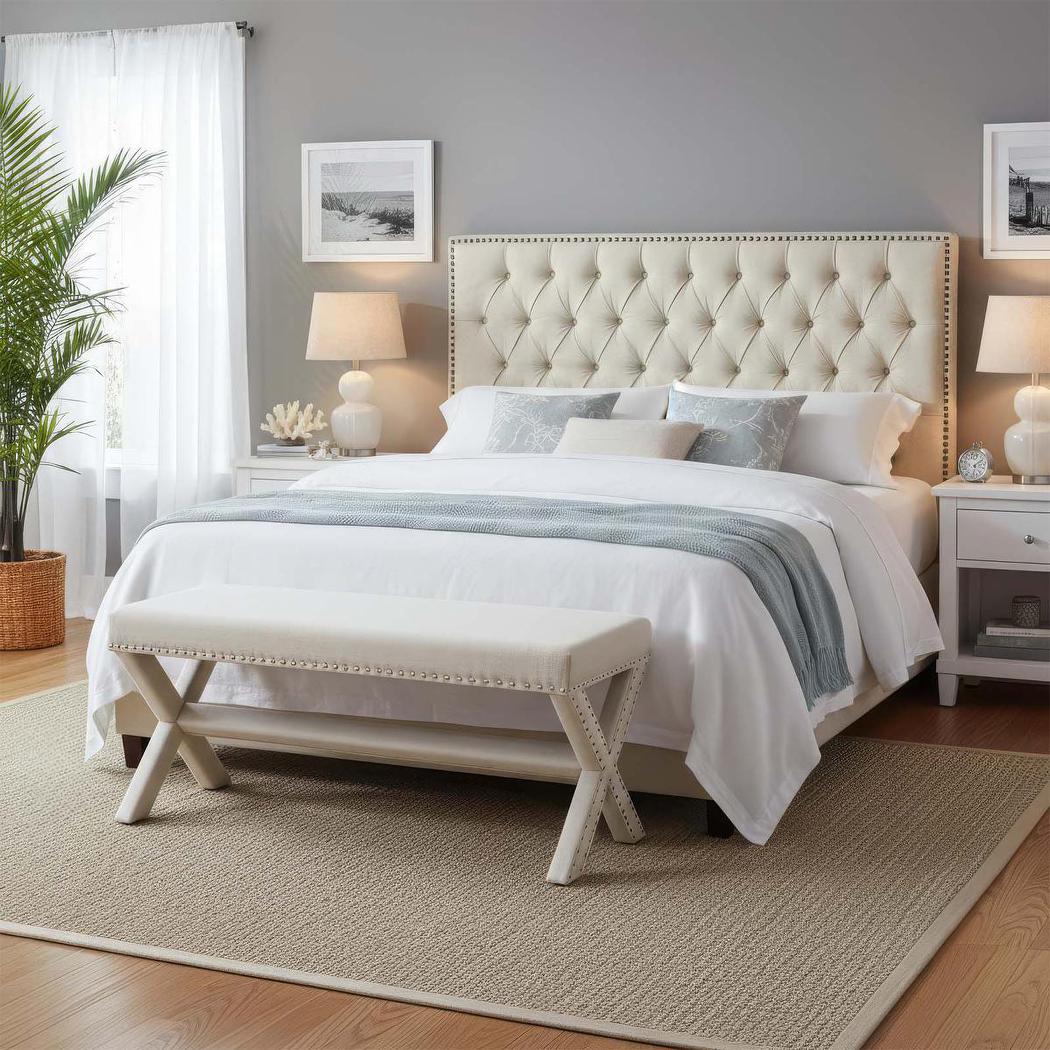 Queenscliff Tufted Bedhead King Beige