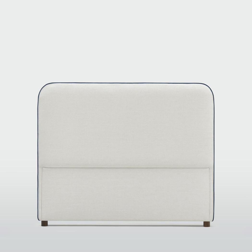 Brighton Bedhead Queen Ivory With Blue Piping
